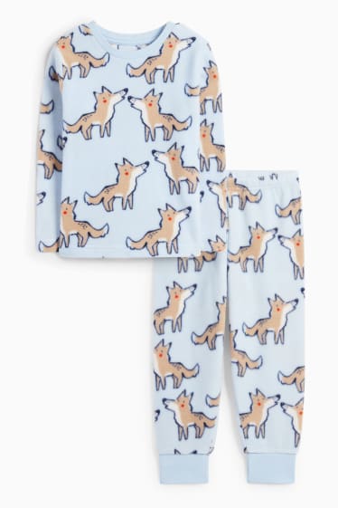 Kinderen: jongens - Wolf - pyjama van fleece - 2-delig - lichtblauw