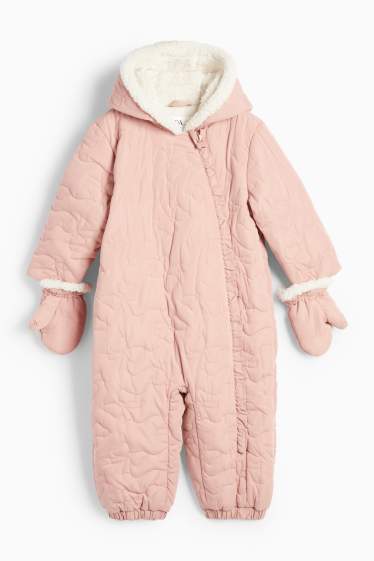 Baby Mädchen - Baby-Schneeanzug mit Kapuze - apricot
