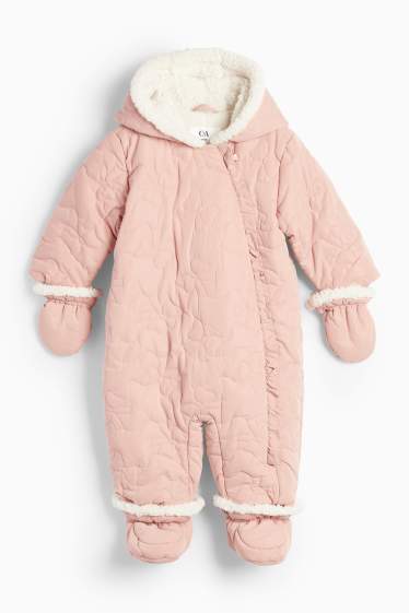 Baby Mädchen - Baby-Schneeanzug mit Kapuze - apricot