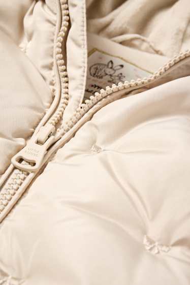 Neonate - Motivo fiocco - giacca trapuntata per neonate con cappuccio - beige