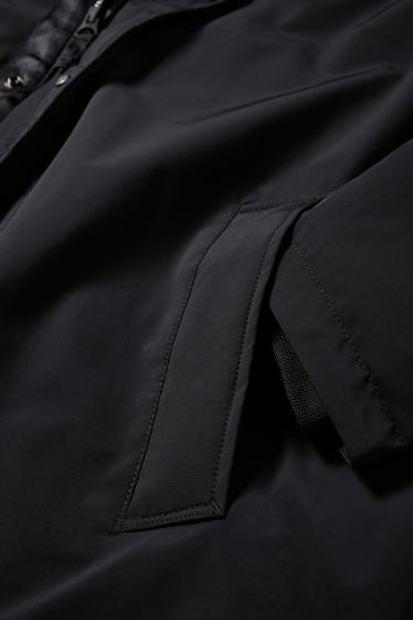 Herren - Parka mit Kapuze - gefüttert - wasserabweisend - schwarz