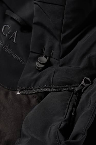 Herren - Parka mit Kapuze - gefüttert - wasserabweisend - schwarz