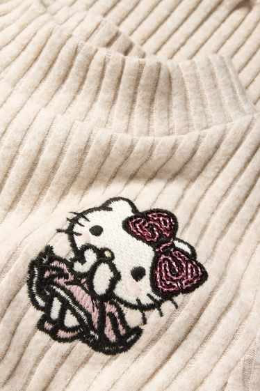 Kinder Mädchen - Hello Kitty - Langarmshirt - gerippt - hellbeige