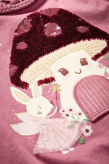 Kinder Mädchen - Fee, Pilz und Fuchs- Langarmshirt - Glanz-Effekt - pink