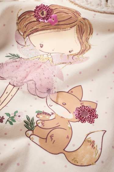 Kinder Mädchen - Fee und Fuchs - Langarmshirt - gepunktet - cremeweiß