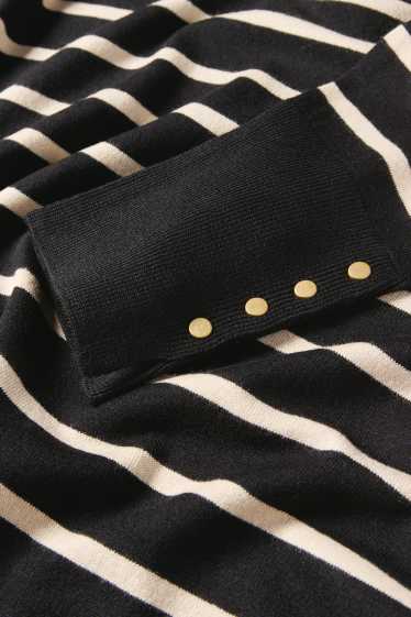 Femmes - Robe en maille fine - straight fit - à rayures - noir / beige