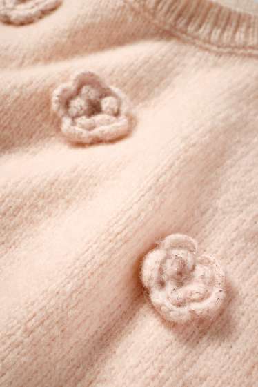 Enfants filles - Fleurs - pull - abricot