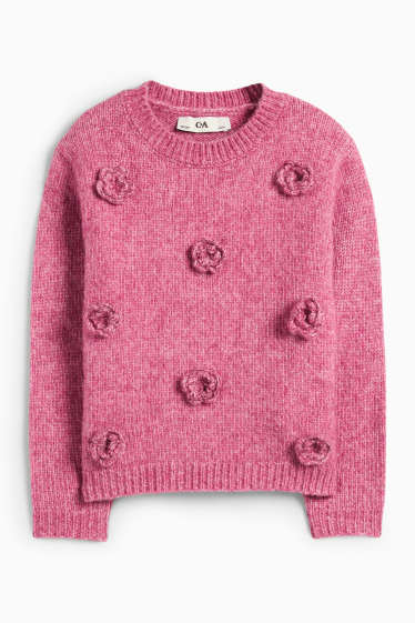 Children Girls - Floral - jumper - pink