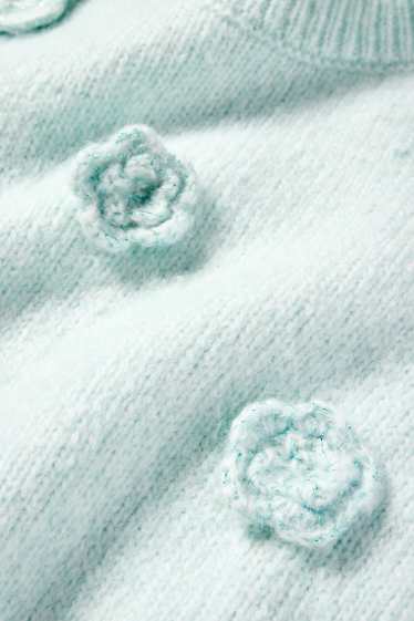 Kinder Mädchen - Blume - Pullover - mintgrün