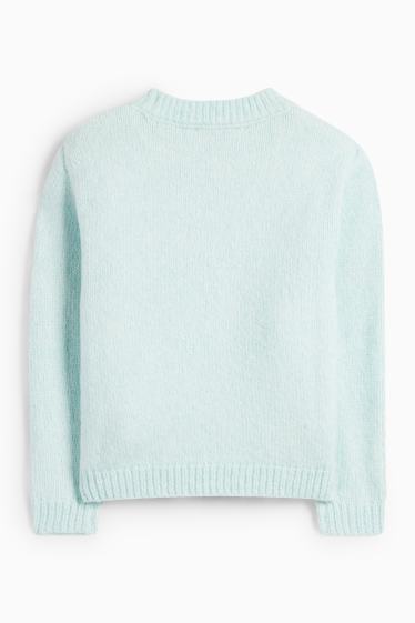 Kinder Mädchen - Blume - Pullover - mintgrün