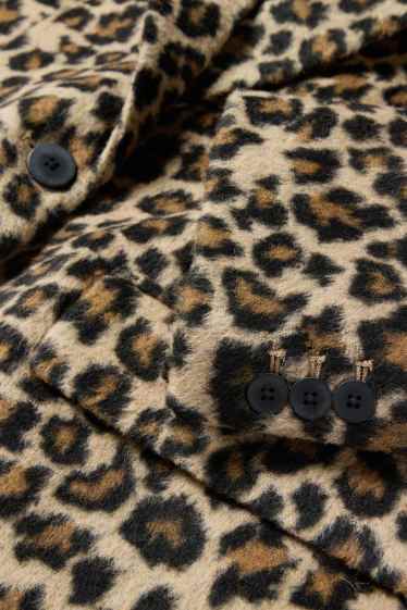 Damen - Longblazer - Relaxed Fit - Leo-Print - schwarz / beige