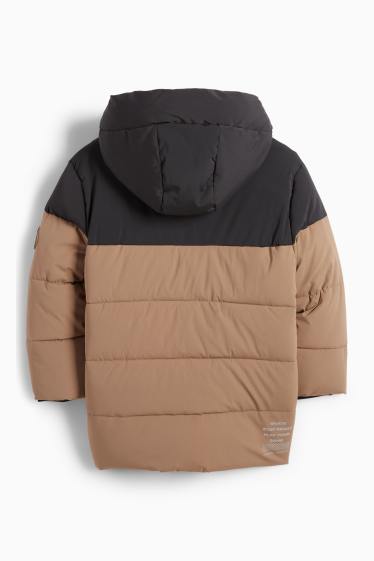 Kinder Buben - Steppjacke mit Kapuze - hellbraun