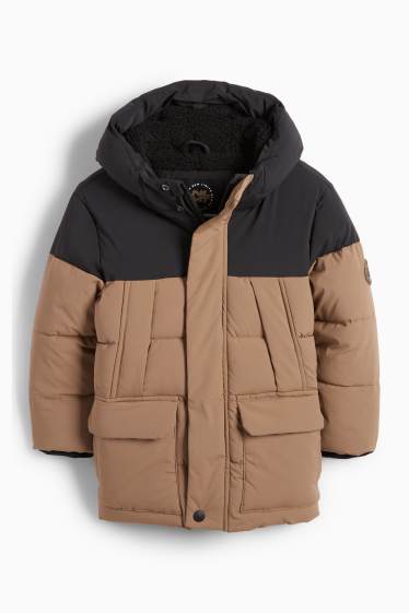 Kinder Buben - Steppjacke mit Kapuze - hellbraun