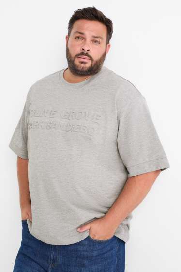 Men - T-shirt - relaxed fit - light gray-melange