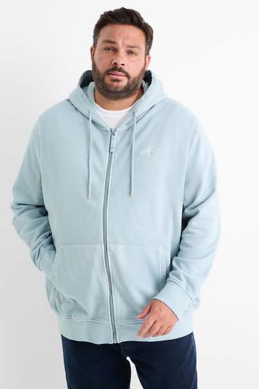 Hommes - Sweat zippé à capuche - bleu clair