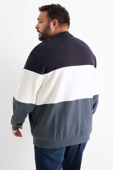 Herren - Sweatshirt - gerippt - gestreift - dunkelblau