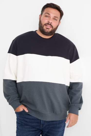 Herren - Sweatshirt - gerippt - gestreift - dunkelblau