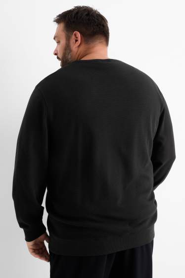 Heren - Sweatshirt - geribd - zwart