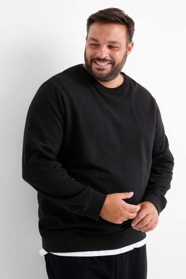 Heren - Sweatshirt - geribd - zwart