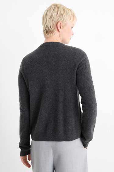 Damen - Kaschmir-Strickjacke - dunkelgrau