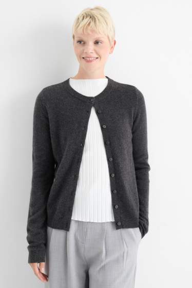 Damen - Kaschmir-Strickjacke - dunkelgrau