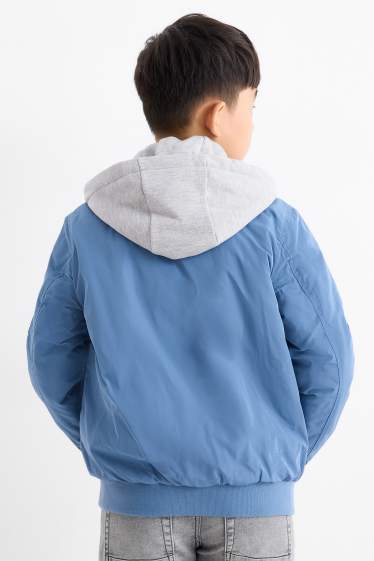 Kinderen: jongens - Bomberjack met capuchon - gevoerd - blauw