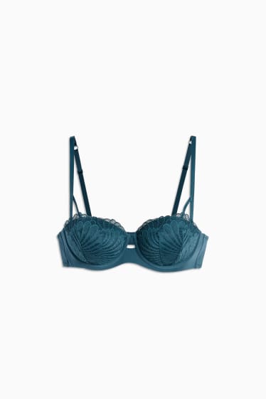 Femei - Sutien cu armătură - BALCONETTE - vătuit - verde închis