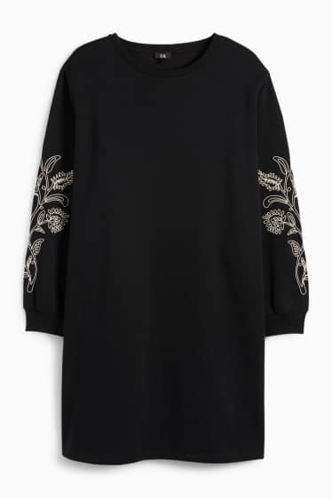 Damen - Sweatkleid - Straight Fit - schwarz