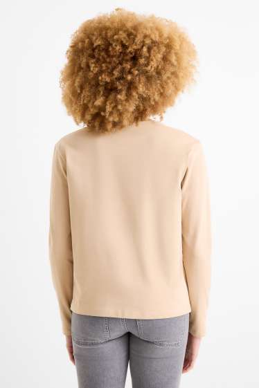 Damen - Basic-Langarmshirt - geblümt - beige