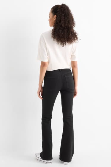 Damen - Flared Jeans - Mid Waist - dunkeljeansgrau