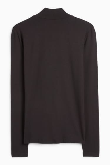 Femei - Tricou cu mânecă lungă basic - regular fit - negru