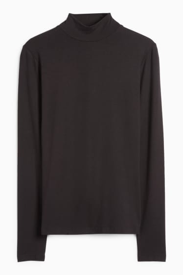 Femei - Tricou cu mânecă lungă basic - regular fit - negru