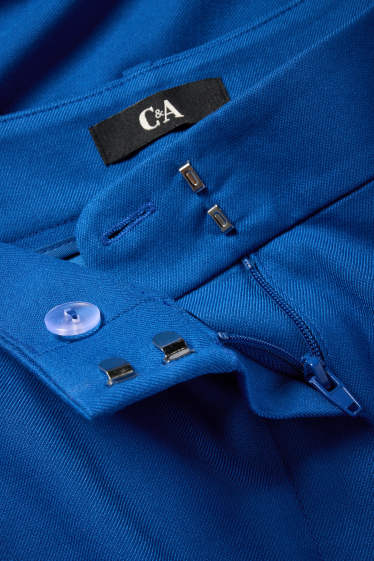 Women - Business trousers - high waist - relaxed fit - textured - blue