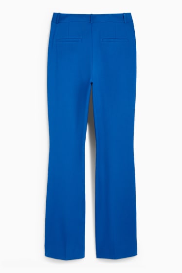 Women - Business trousers - high waist - relaxed fit - textured - blue