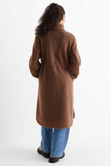 Women - Teddy fur coat - brown
