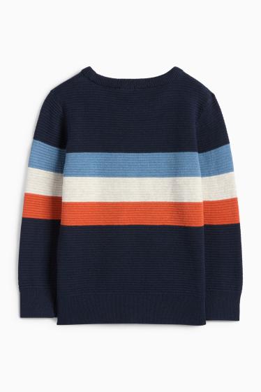 Kinder Buben - Pullover - gerippt - gestreift - dunkelblau
