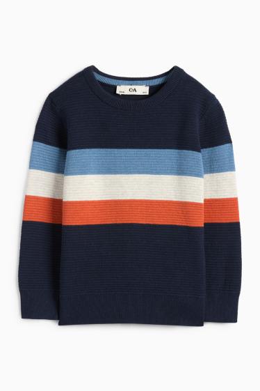 Kinder Buben - Pullover - gerippt - gestreift - dunkelblau