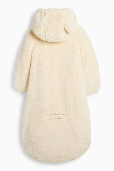 Baby Buben - Baby-Teddy-Schneeanzug mit Kapuze - cremefarben