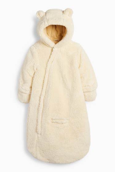 Baby Buben - Baby-Teddy-Schneeanzug mit Kapuze - cremefarben