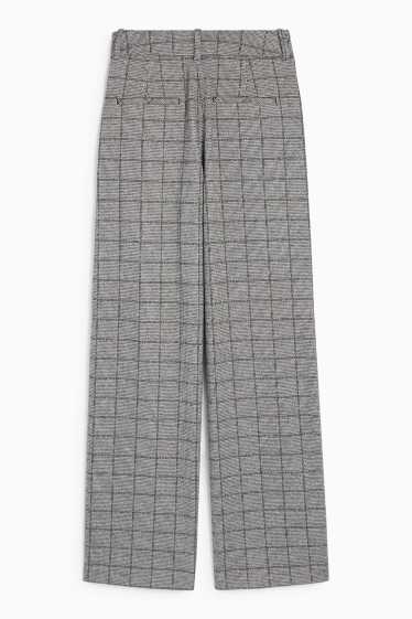 Dámské - Business kalhoty - mid waist - relaxed fit - kostkované - šedá