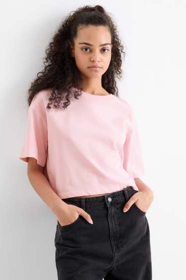Dámské - Tričko - oversized - růžová