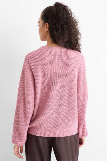 Damen - Pullover - gerippt - rosa