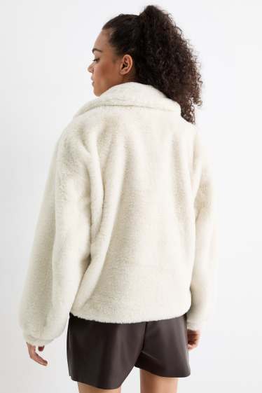 Femmes - Veste en imitation fourrure - blanc crème