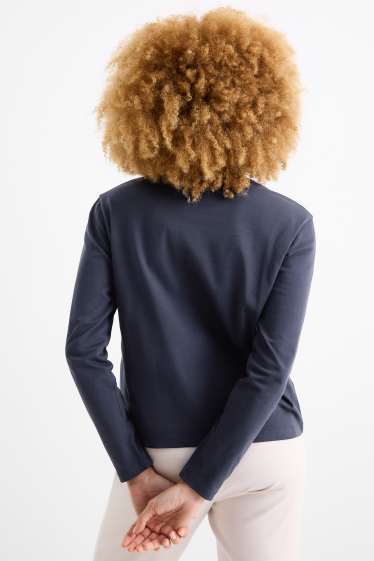 Women - Basic long sleeve top - floral - dark blue