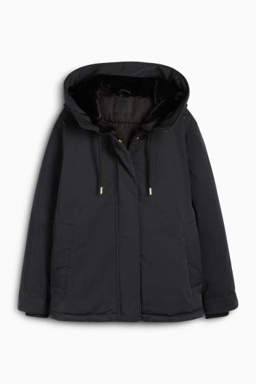 Women - Jacket with hood - lined - water-repellent - black