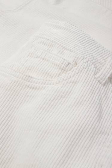 Femei - Pantaloni din catifea reiată - talie medie - wide leg - LYCRA® - alb-crem