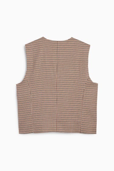 Femmes - Gilet sans manches de bureau - regular fit - à carreaux - marron