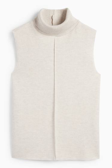 Femmes - Haut à col roulé - beige clair