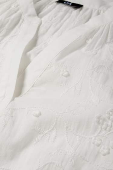 Damen - Bluse mit V-Ausschnitt - weiss