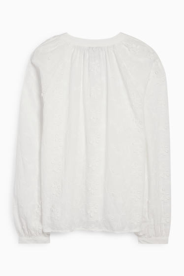Damen - Bluse mit V-Ausschnitt - weiss